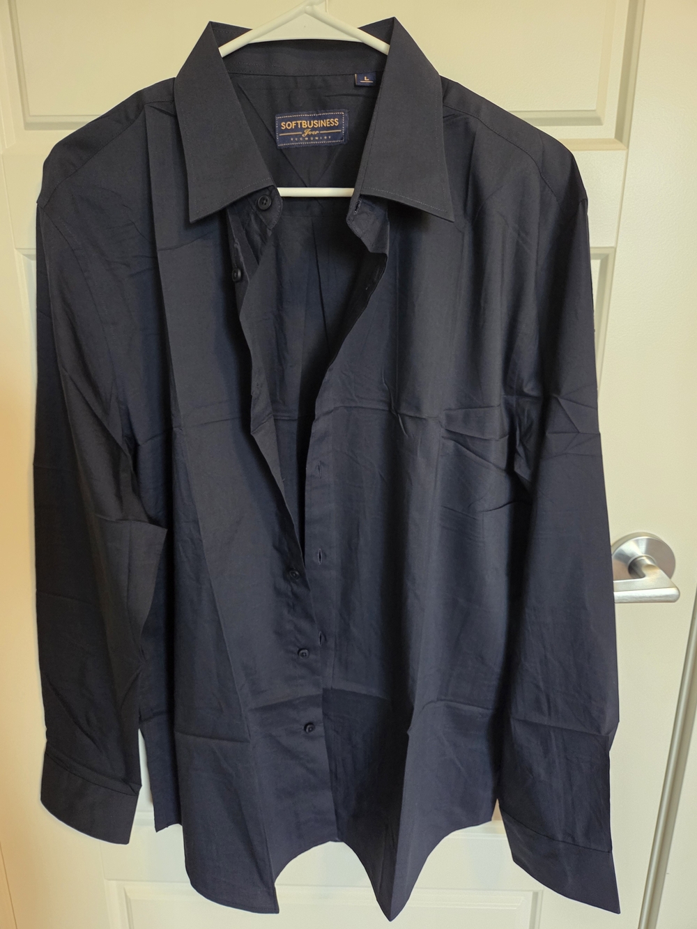JVER Softbusiness Navy Men's Long Sleeve Dress Shirt Button Down Size Large NEW